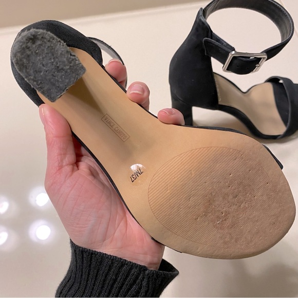 Vince Camuto black suede ankle strap formal heels - Picture 9 of 11